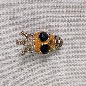 Crystal Embellished Skull w/Crown Brooch